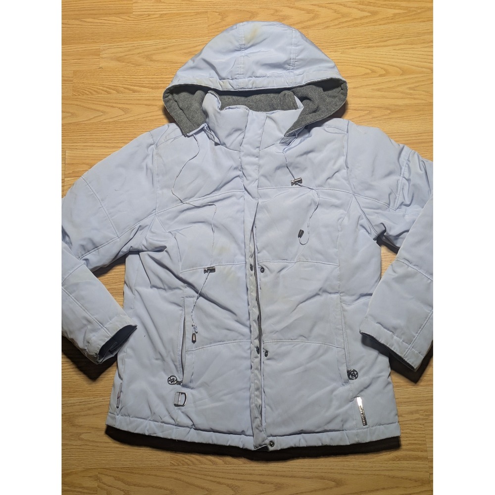 ZeroXposur Womens Element Protector Activewear Hooded Puffer Jacket Blue Small